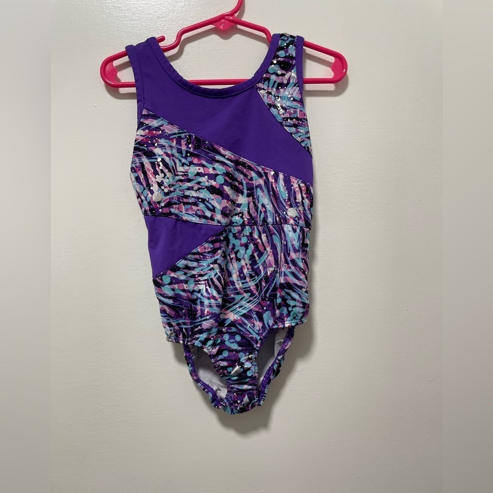 Purple and Multicolor Patterned Leotard